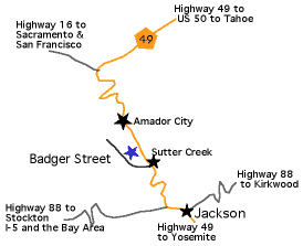 map of area around Sutter Creek